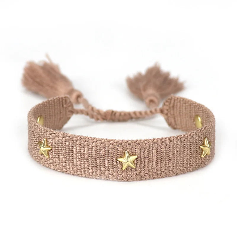 Pulsera tejida de la amistad para mujer con pequeñas estrellas Pulseras de joyería apilables de verano Regalos para hermanas