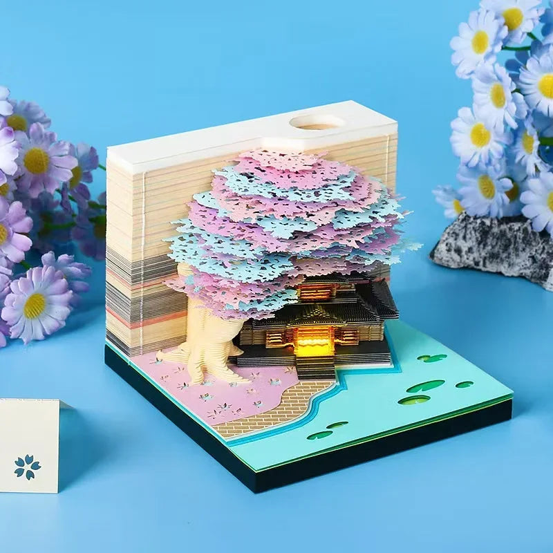 Treehouse 3D Desktop Calendar Sticky Notes Creative Crafts Souvenirs Paper Carvings Post-it Notes New Year Gifts Office Ornament