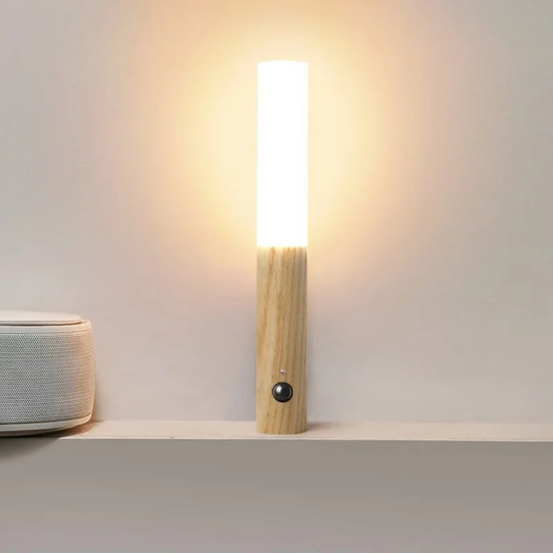 Warm Intelligent Induction Wall Lamp Wireless Wooden Stick Night Light Corridor Cabinet Wardrobe Light Decorative Home Light New