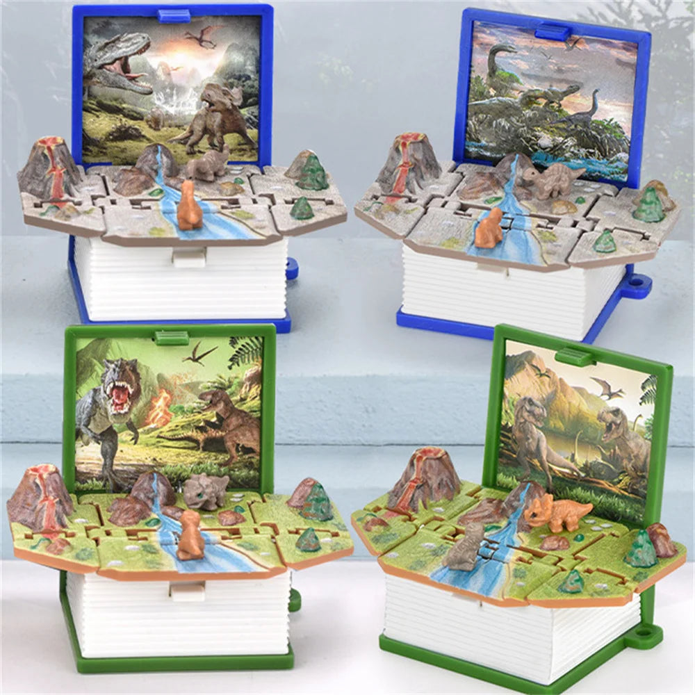 3D Castles Toys For Kids Mini Pop-Up Keychain Decoration Novelty Mini Dinosaurs Figures Book Educational Toy Gift Pink Brown