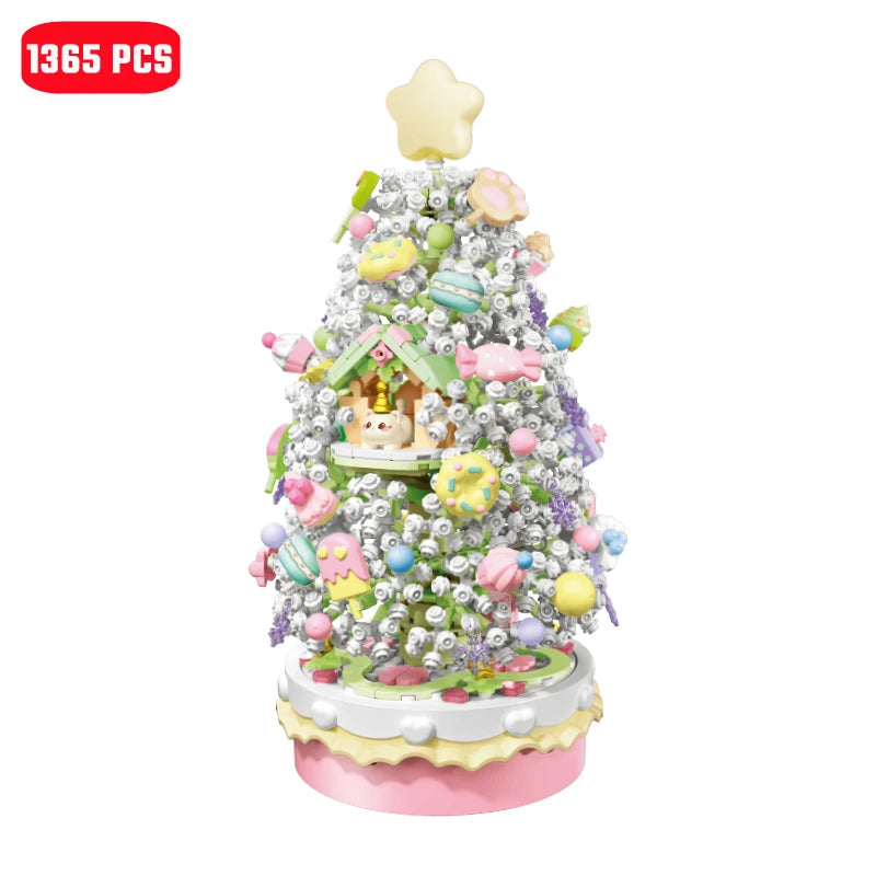 SEMBO Fantasy Christmas Tree Light Music Box Building Blocks MOC Sweet Cake Cup Model Bricks Toys Romantic Gifts for Girlfriend