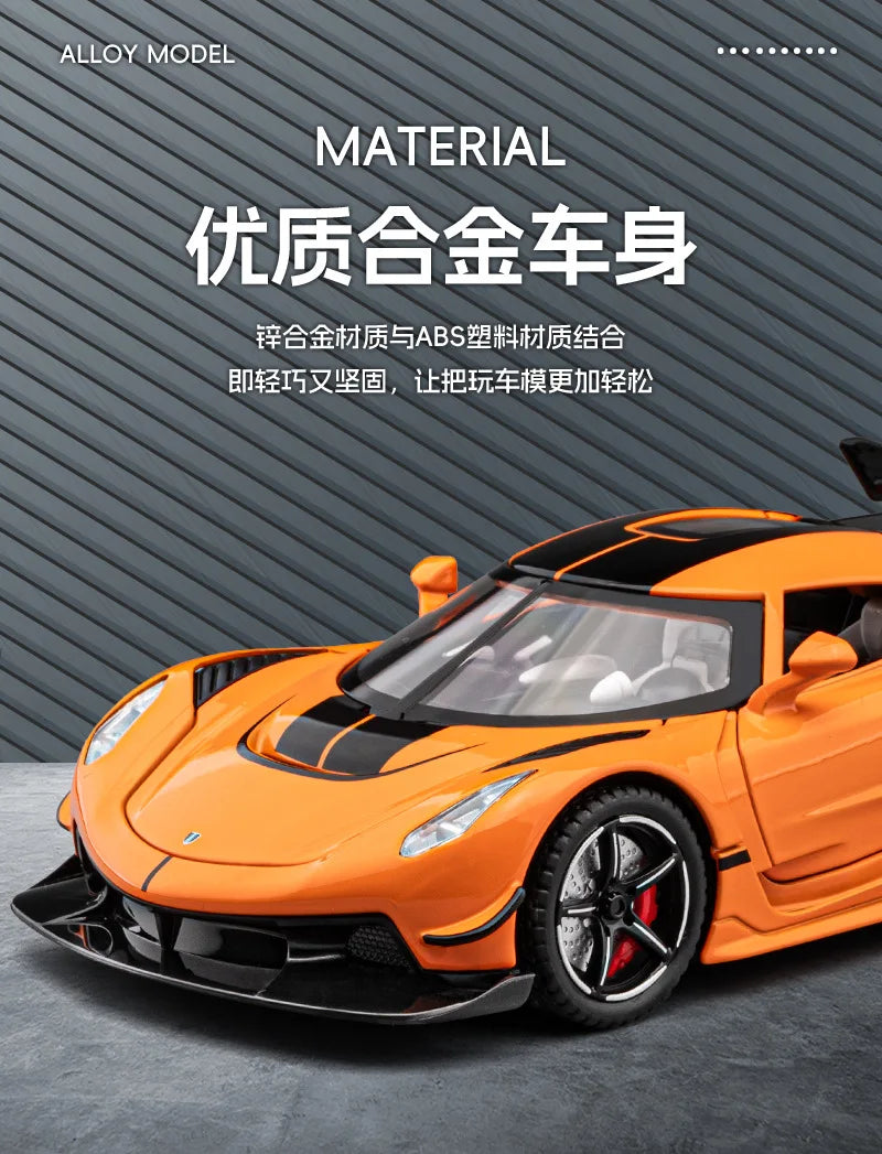 1:22 Jesko coche deportivo simulación de fundición a presión modelo de aleación de metal coche sonido luz pull back colección niños juguete regalos C359