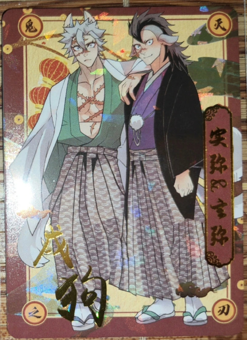 Anime Demon Slayer Kamado Tanjirou Kochou Shinobu Kanroji Mitsuri Iguro Obanai Collection Card Birthday Gifts Children's Toys