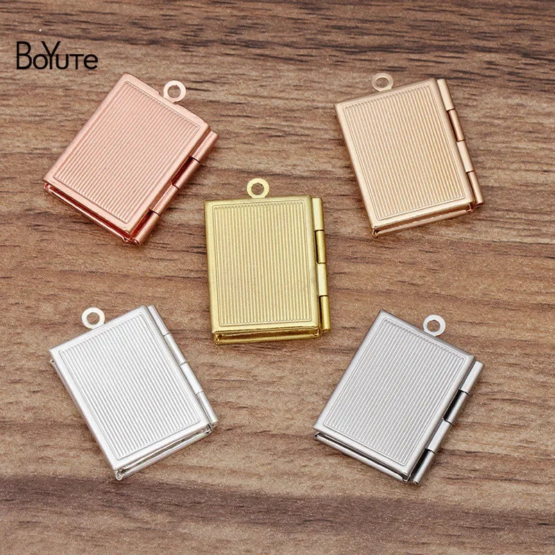 BoYuTe (10 Pieces/Lot) 19*26MM Rectangle Locket Photo customized Book Locket Pendant Floating Locket Charms customized