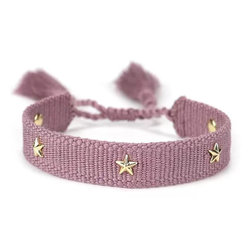 Pulsera tejida de la amistad para mujer con pequeñas estrellas Pulseras de joyería apilables de verano Regalos para hermanas