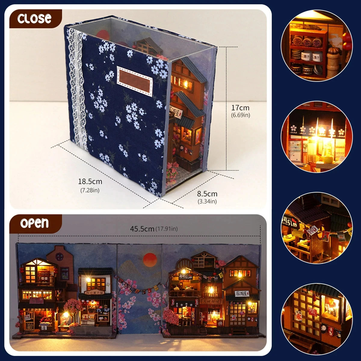 3D Wooden Puzzle DIY Book Kit Bookend Shelf Insert Alley Miniature Dollhouse Model Building Set Craft for Home Decoration P541