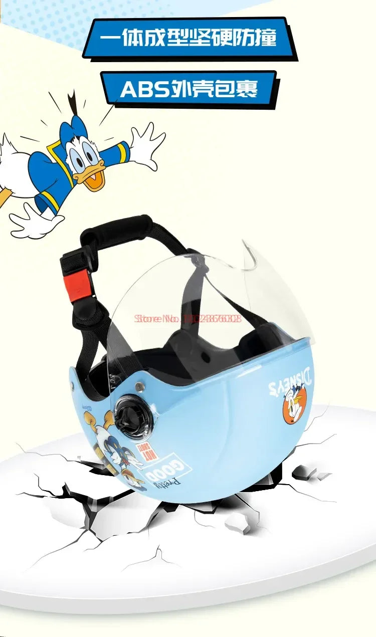 Summer Disney Donald Duck Motorcycle Super Light Open Face Helmet For Children Adult Helmet Safety Protective Helmet Gift Toy