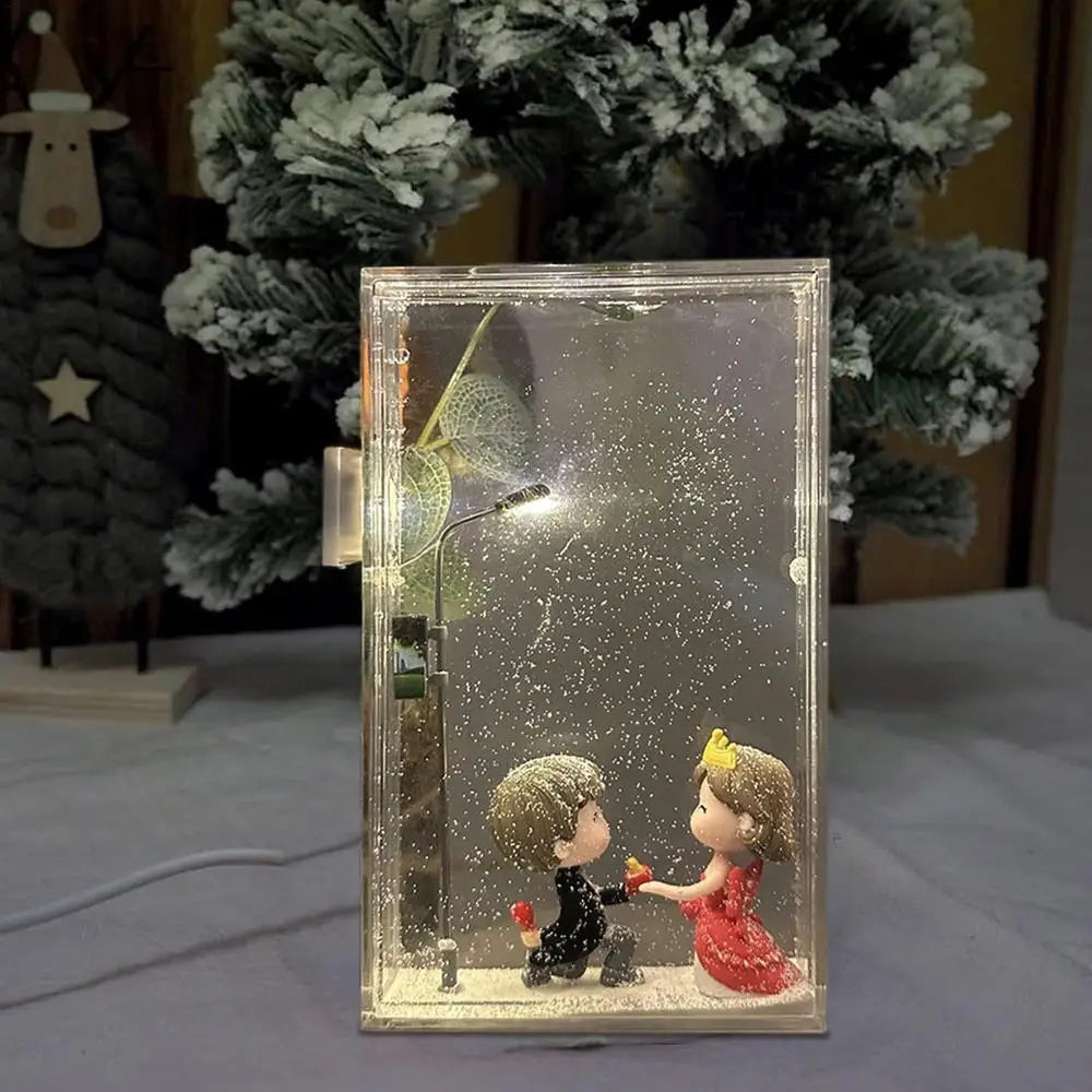 Snowy Night Flowing Small Night Light Street Light Snow Simulation Kids Toy Diy Material Package Toy Snowman Doll Christmas Gift