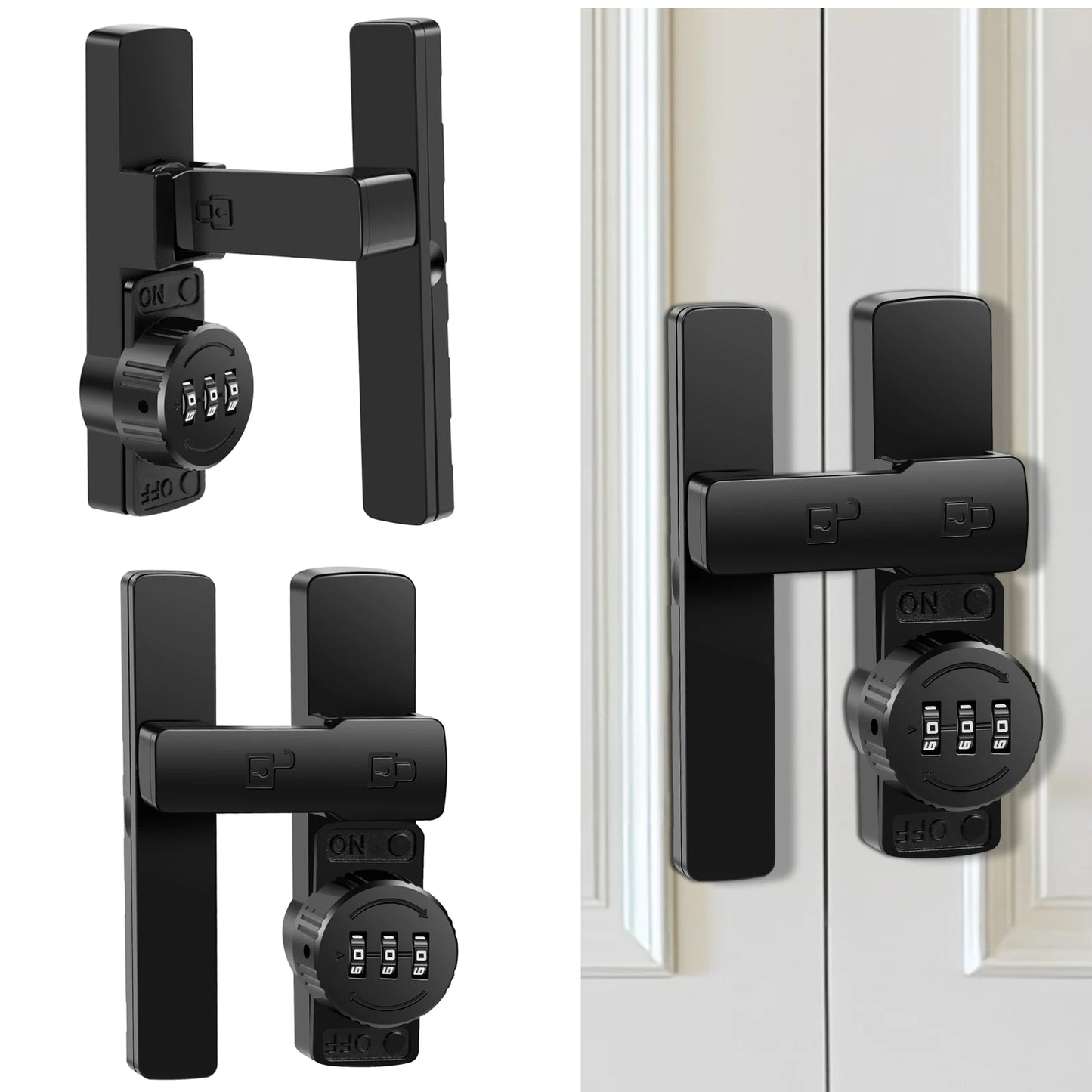 Password Sliding Door Lock 90/180 Degree Flip Combination Cabinet Locks Barn Door Lock Latch for Small Doors Storage Room Garage