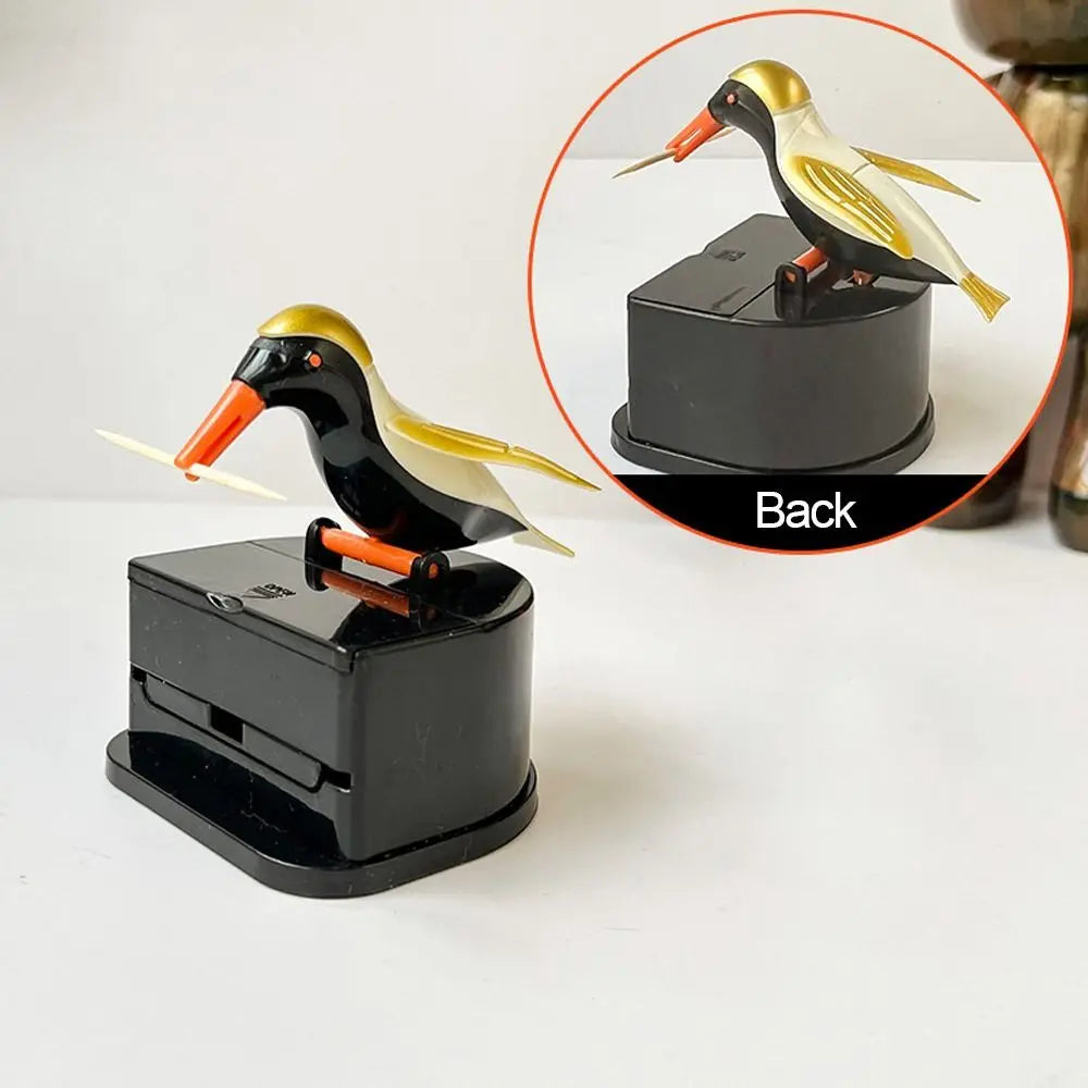 1PC Contenedor para palillos de dientes con forma de colibrí de dibujos animados Dispensador automático de palillos de dientes ABS Caja de soporte Decoración del hogar Accesorios de cocina