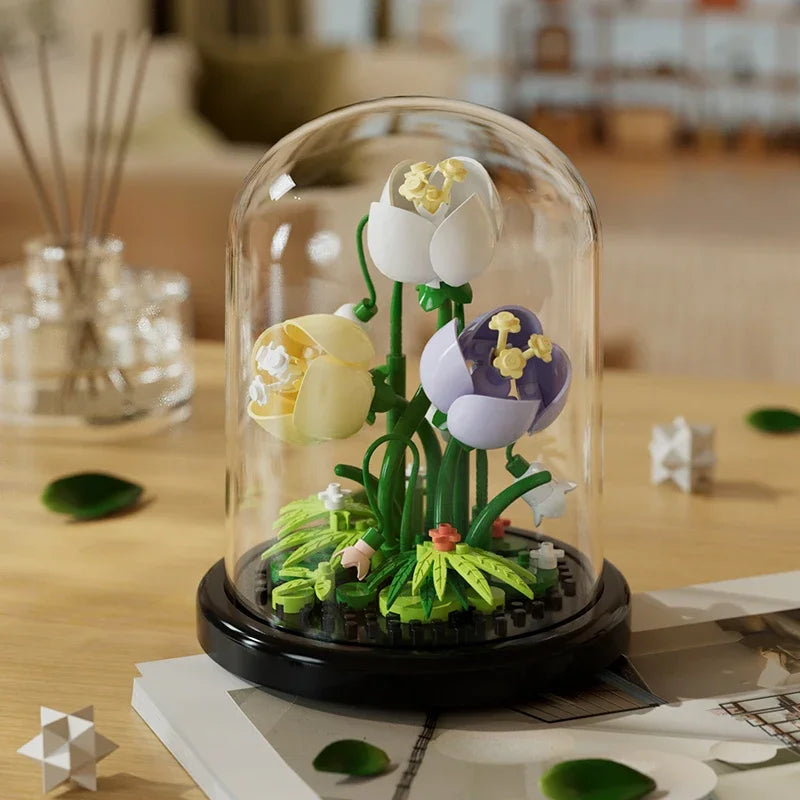 Building block bouquet assembly toy children's puzzle building block toy parent-child interactive desktop decoration
