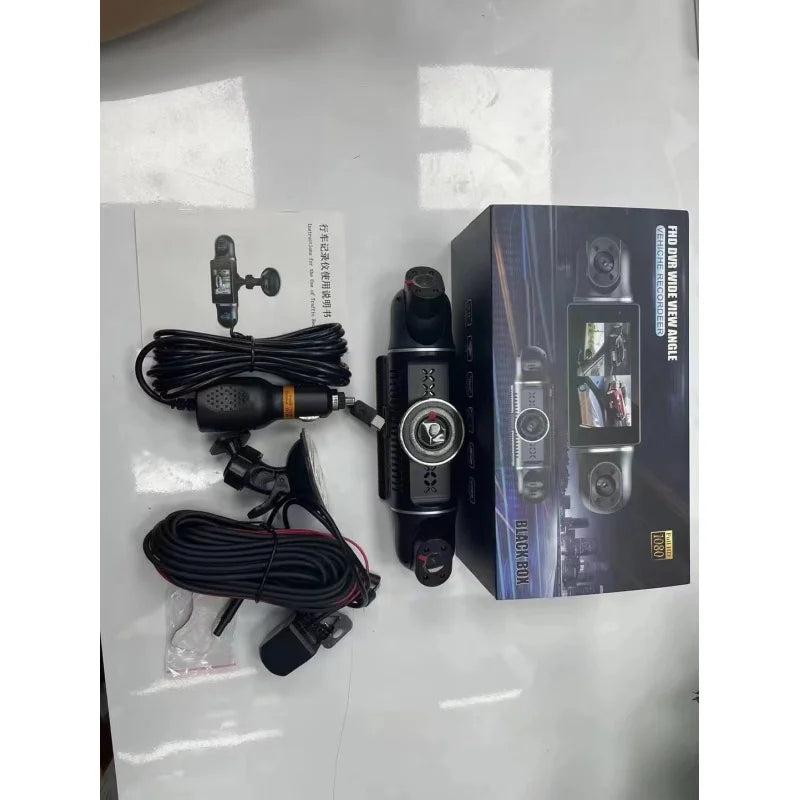 3.39 Inch IPS Screen Four Lens Vehicle DVR Dashboard Video Recorder Camera Black Car Dash Cam Monitor Universal Support 4 Lens
