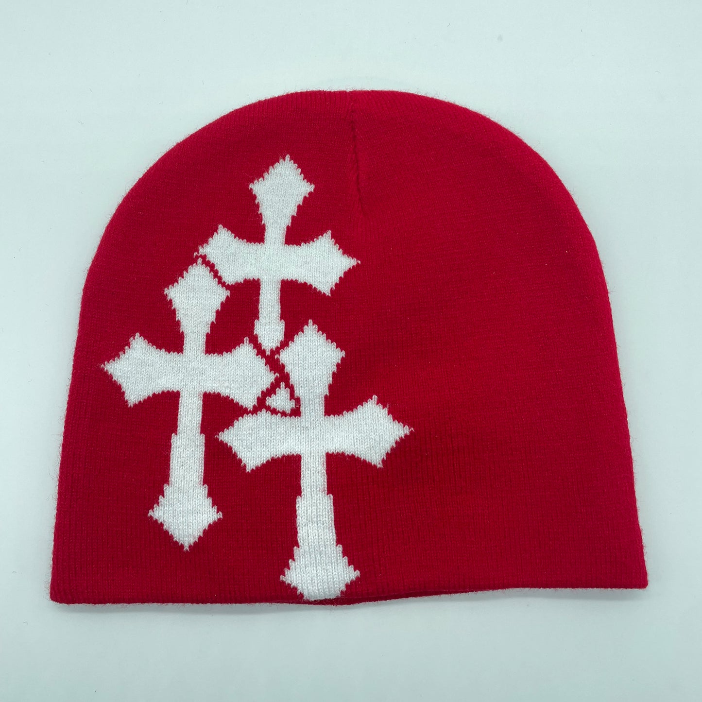 Gorro de punto con jacquard y crucifijo Y2K, gorro de hip hop popular en Europa y Estados Unidos, gorro de moda de tendencia callejera para adultos