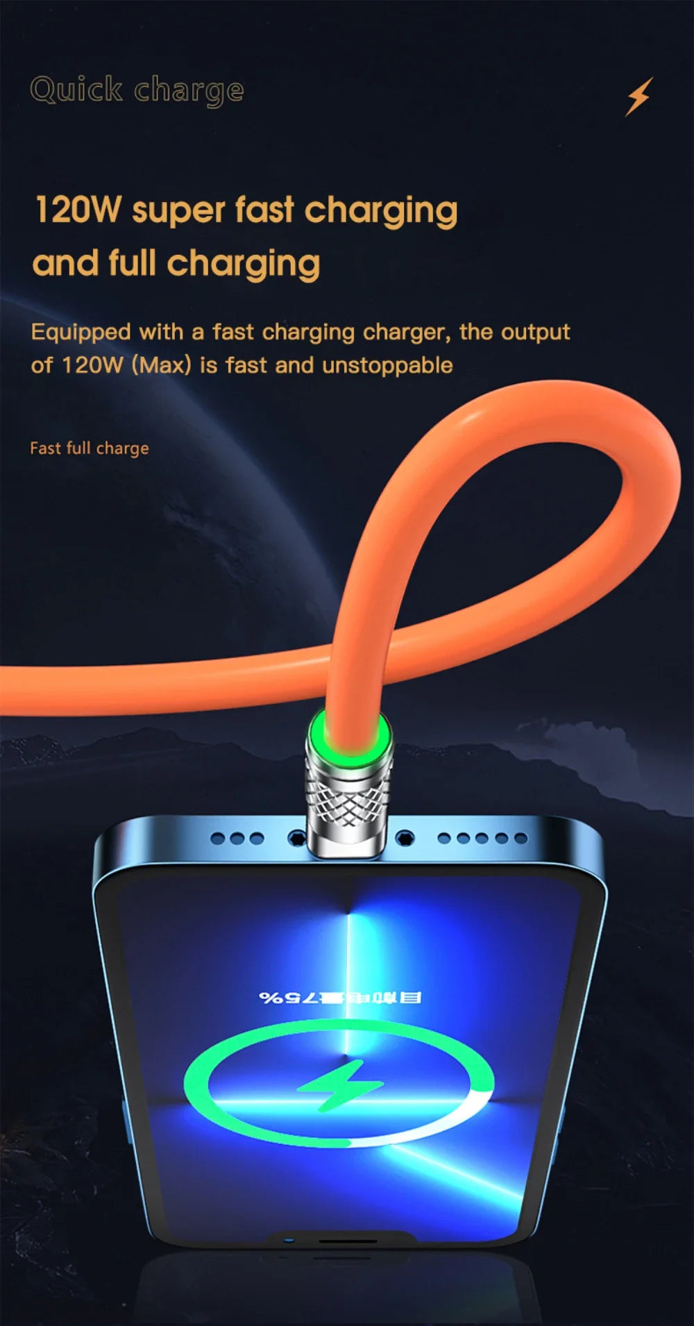 120W 3 In 1 Fast Charging Cable Micro USB Type C Multiple USB Port Mobile Phone Charging Cables For Xiaomi Samsung iPhone 14 13