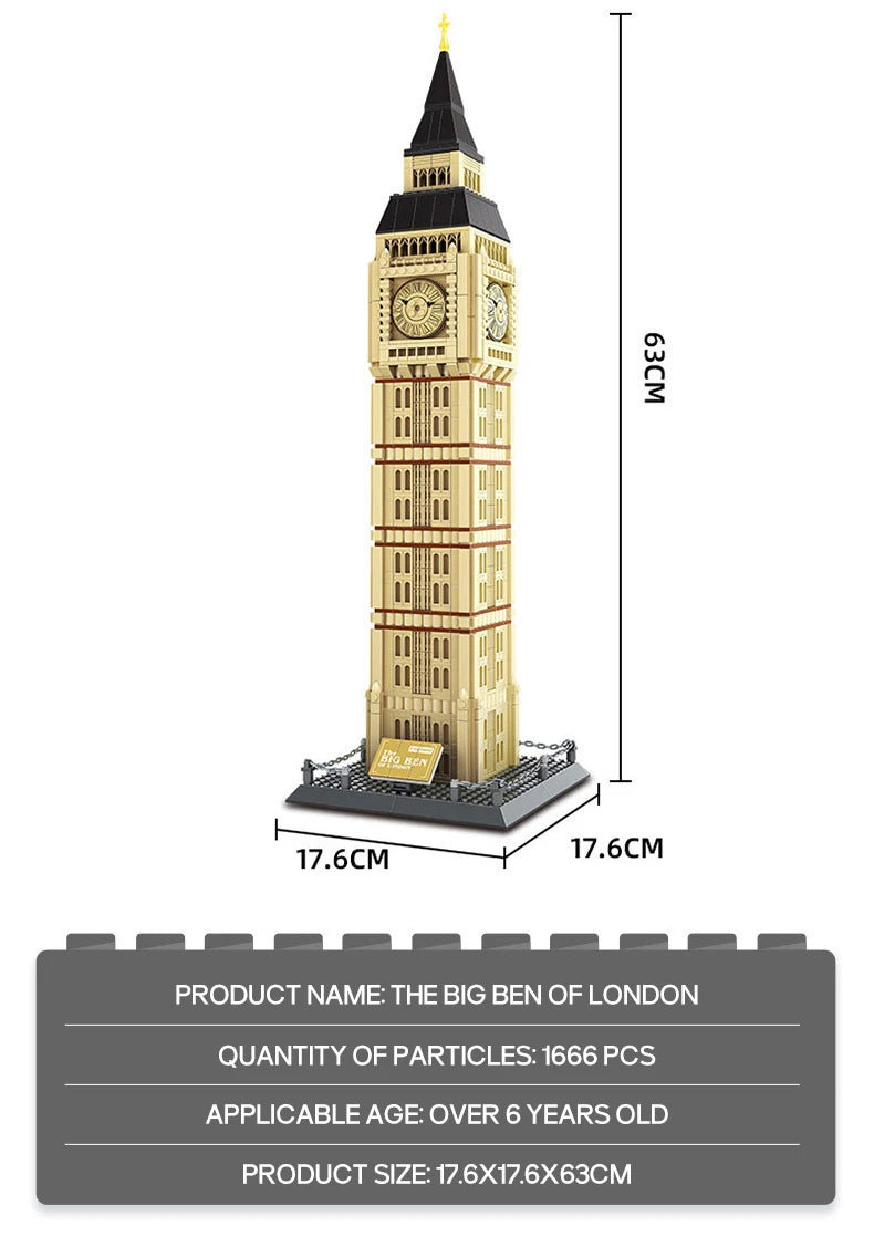 1666 pièces Briques Modèle Londres Big Ben Blocs de Construction Architecture Mondiale Construction Créative Cadeau Jouets Pour Enfants Adultes 5216