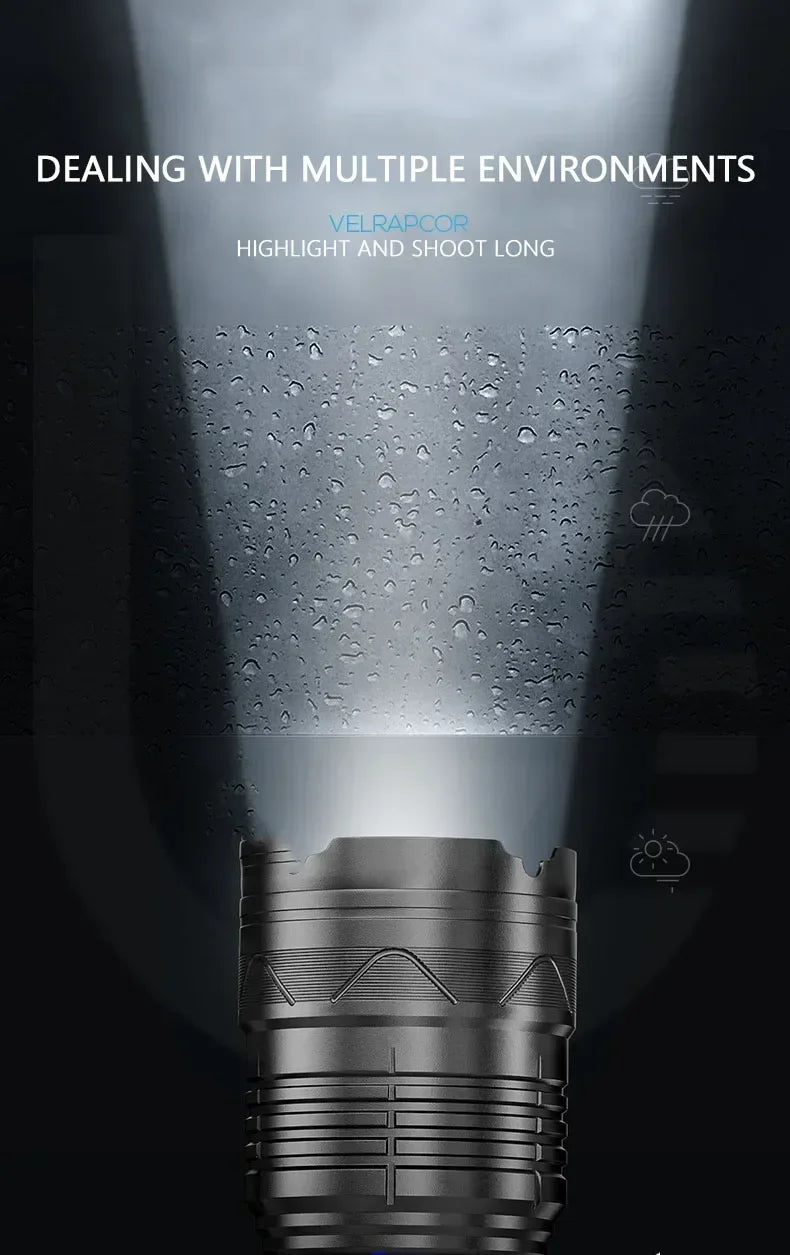 Linternas LED GT60 de 10000 lúmenes y 100 W, la linterna táctica con zoom más potente, linterna de largo alcance de 1500 m, focos de emergencia, regalos navideños