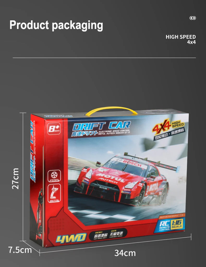 1:16 Nuevo coche de control remoto con tracción en las cuatro ruedas a media escala 4x4 30 km/h 2,4 G CVT RC Coche de juguete para niños Regalo de juguete