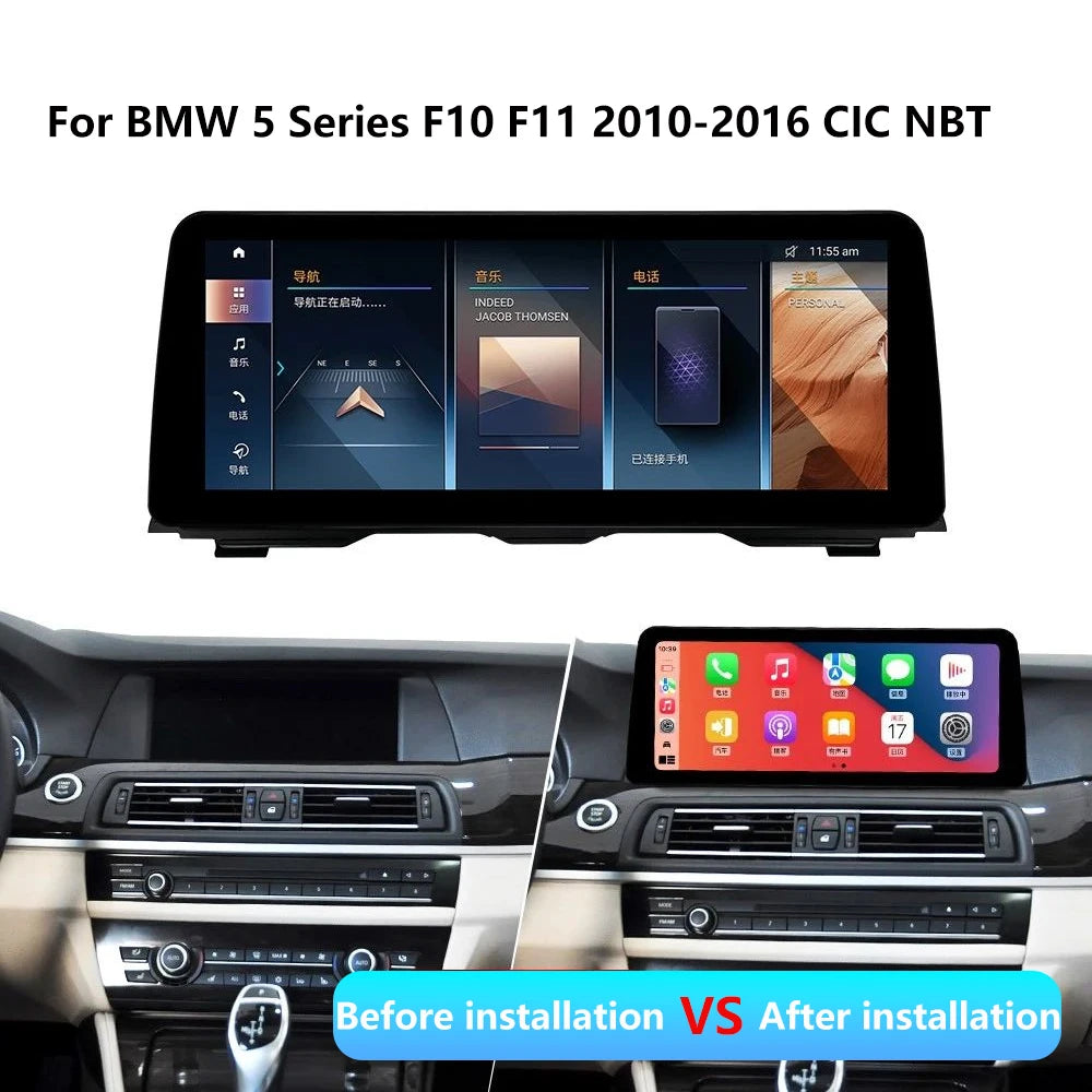 1920*720P Carplay 12,3 pouces Android 14 pour BMW Série 5 F10 F11 2010-2016 CIC NBT Système Auto Radio GPS Navigation Multimédia