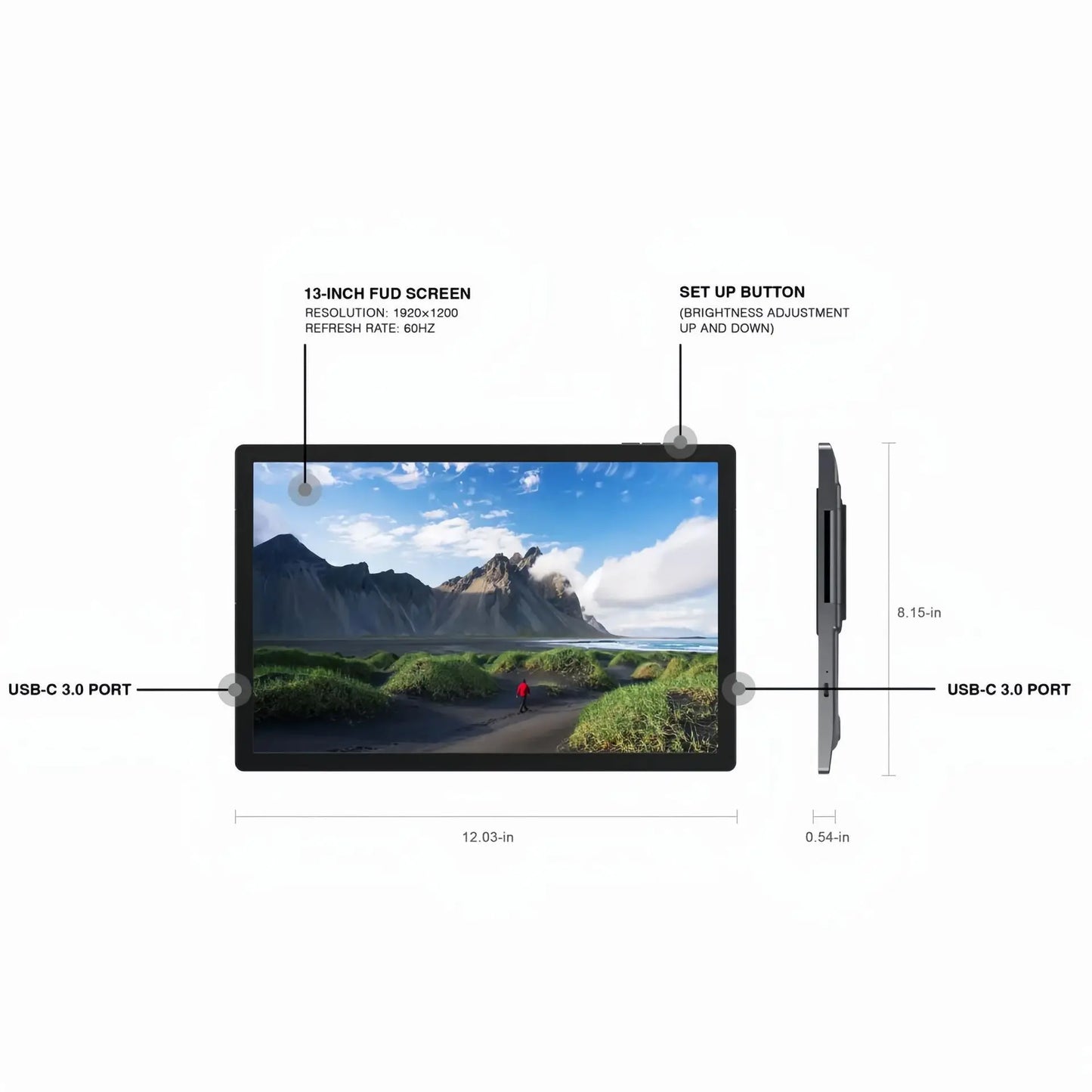 Triple Portable Monitor Triple Laptop Screen Extender Dual 13.3inch 1080P LCD monitors portable Tri screen monitor for laptop