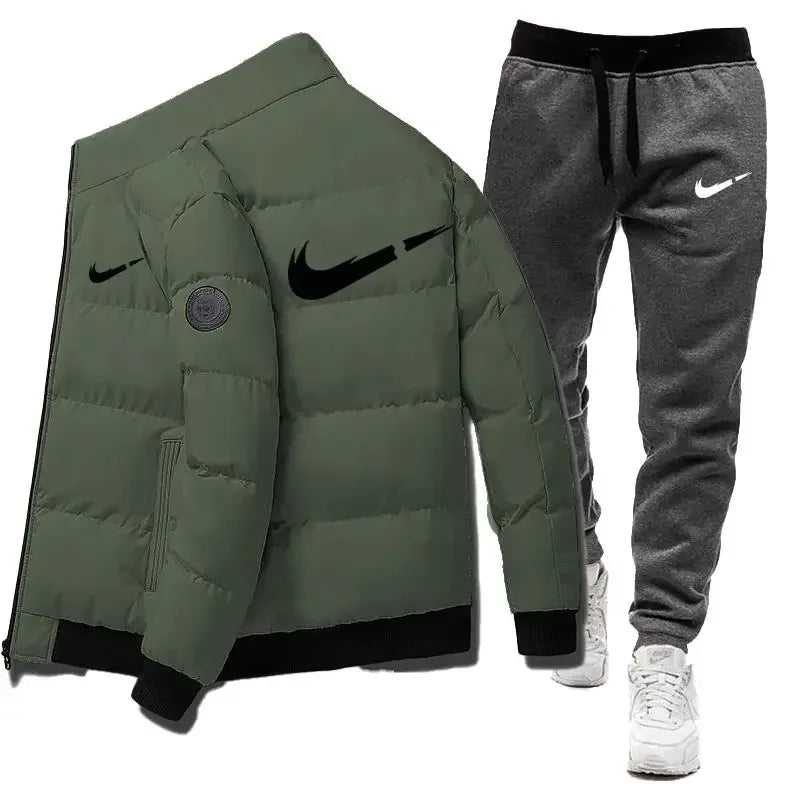 2024 Winter Casual Men's Sports Set 2-piece Set Letter Printed Fashion Brand Jacket+Sports Pants 2-piece Set