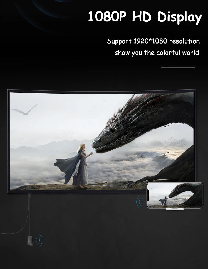 Dongle TV sans fil Wifi 1080P HDTV Projecteur Moniteur Miroir Écran Affichage Récepteur Adaptateur pour IOS Android Streaming Vidéo