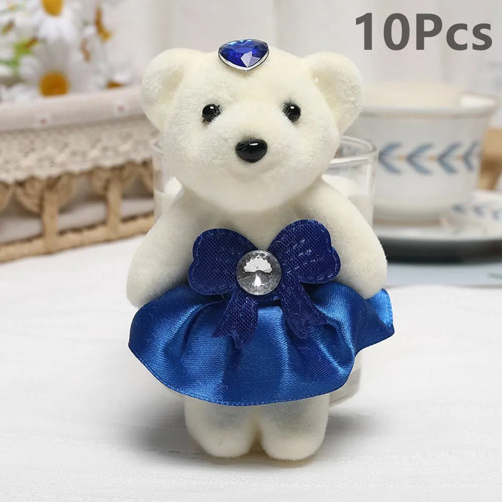 10 piezas de ramo de flores de oso de San Valentín, muñeco de peluche de dibujos animados, ramos de osito de peluche, regalos de graduación, cumpleaños, bodas, decoración de fiesta