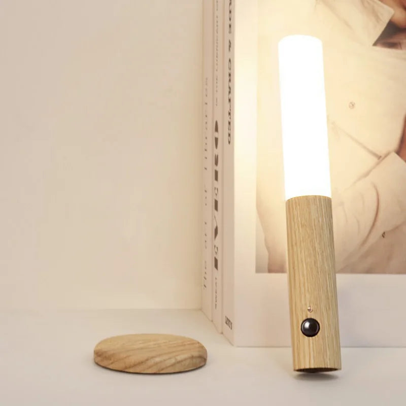 Warm Intelligent Induction Wall Lamp Wireless Wooden Stick Night Light Corridor Cabinet Wardrobe Light Decorative Home Light New