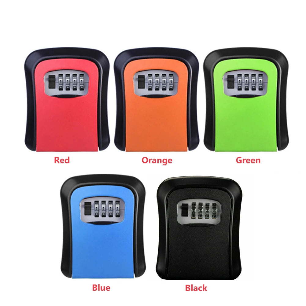 Wall Mount Key Lock Box 4 Digit Combination Password Key Storage Secret Box Organizer Security Code Lock No Key Home Safe Box