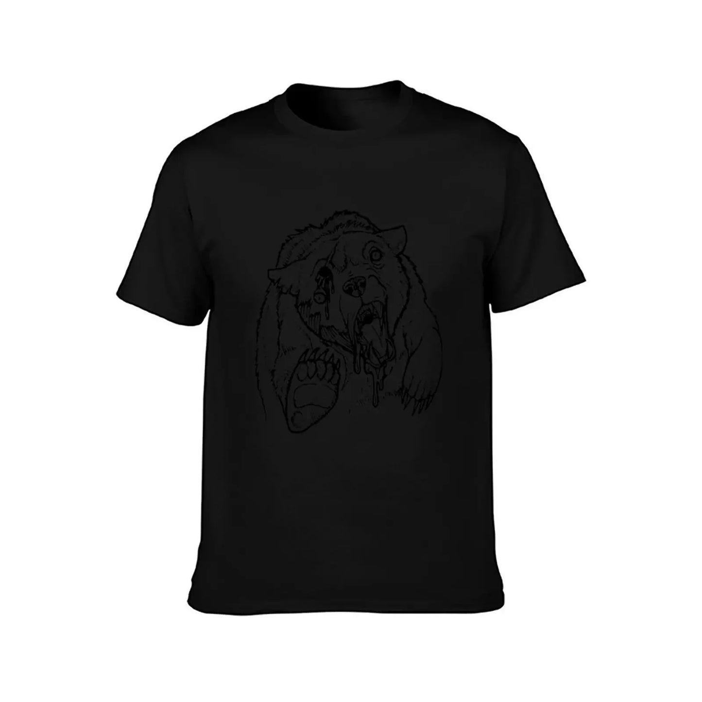 Camiseta de oso zombi, lisa, tallas grandes, camisetas de anime de Fruit of the Loom para hombre