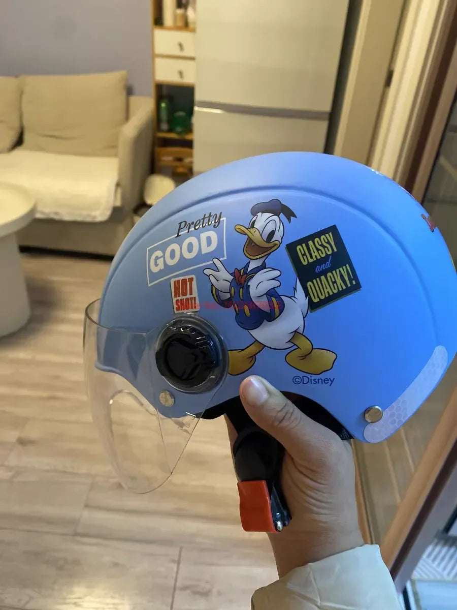 Summer Disney Donald Duck Motorcycle Super Light Open Face Helmet For Children Adult Helmet Safety Protective Helmet Gift Toy