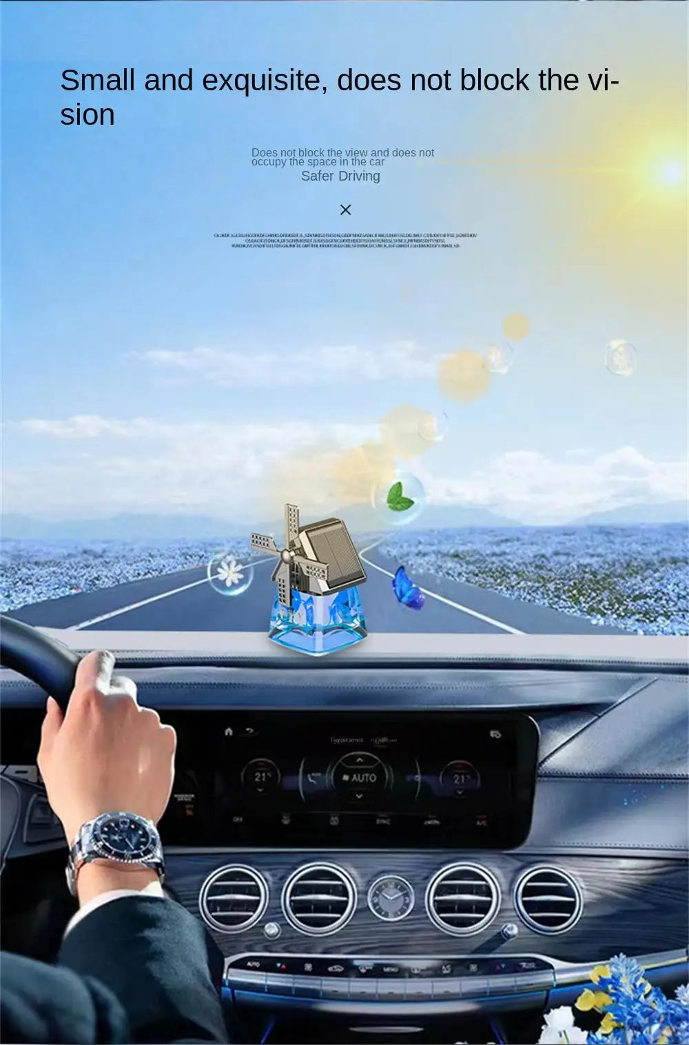 Auto Instrument Panel Air Freshness Solar Energy Deodorization Rotation Windmill Design Light Solid Perfume Car Durable