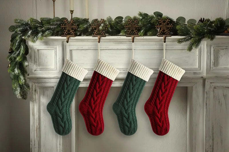 Medias navideñas grandes de 18 pulgadas, medias de compresión navideñas tejidas para niños, medias colgantes para regalar dulces, decoración navideña