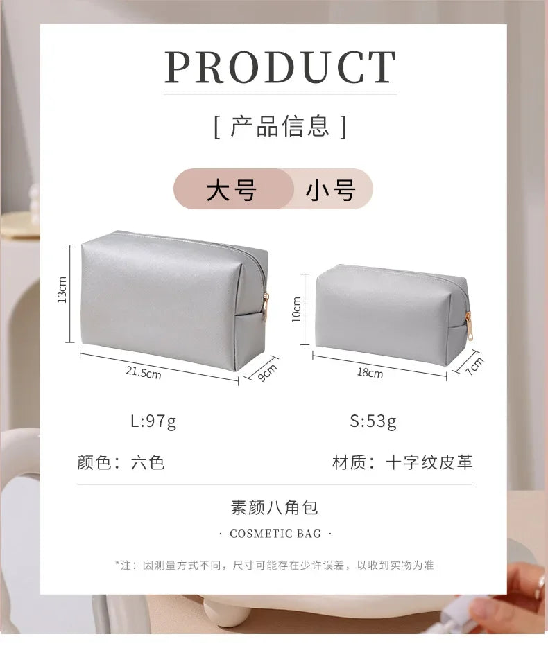 Small Makeup Bag PU Leather Travel Cosmetic Pouch Toiletry Bag for Women Portable Water-Resistant Personalized Embroidery