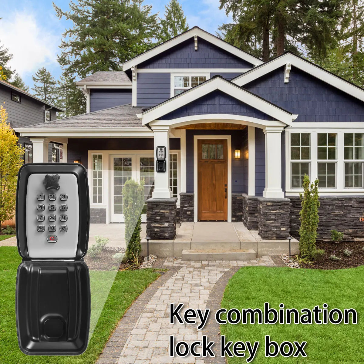 Wall Mounted Key Storage Safe Waterproof Anti-theft Key Box With Combination Lock 12-Digital Password Office Home Outdoor Use