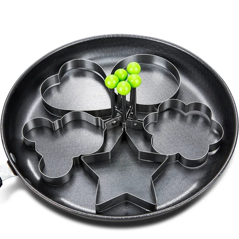 1 pieza de moldes para freír huevos de acero inoxidable, modelo de anillo de tortilla, molde para hornear panqueques, pasteles de carne, moldes para pasteles de arroz en forma de corazón para cocina