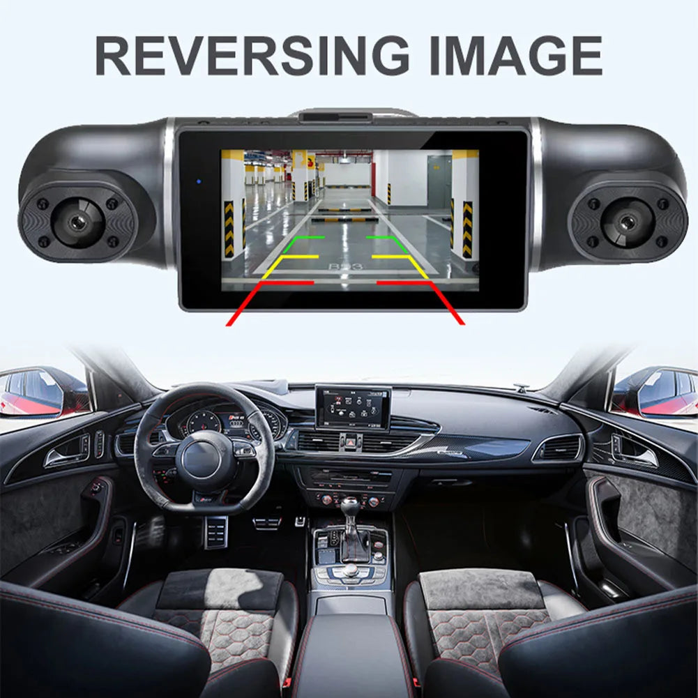 Cámara de salpicadero para coche de 1080P con GPS, WIFI, aplicación, grabadora de vídeo de 4 lentes, DVR de 360°, cámara de visión trasera, monitor de estacionamiento, caja negra, accesorios para coche
