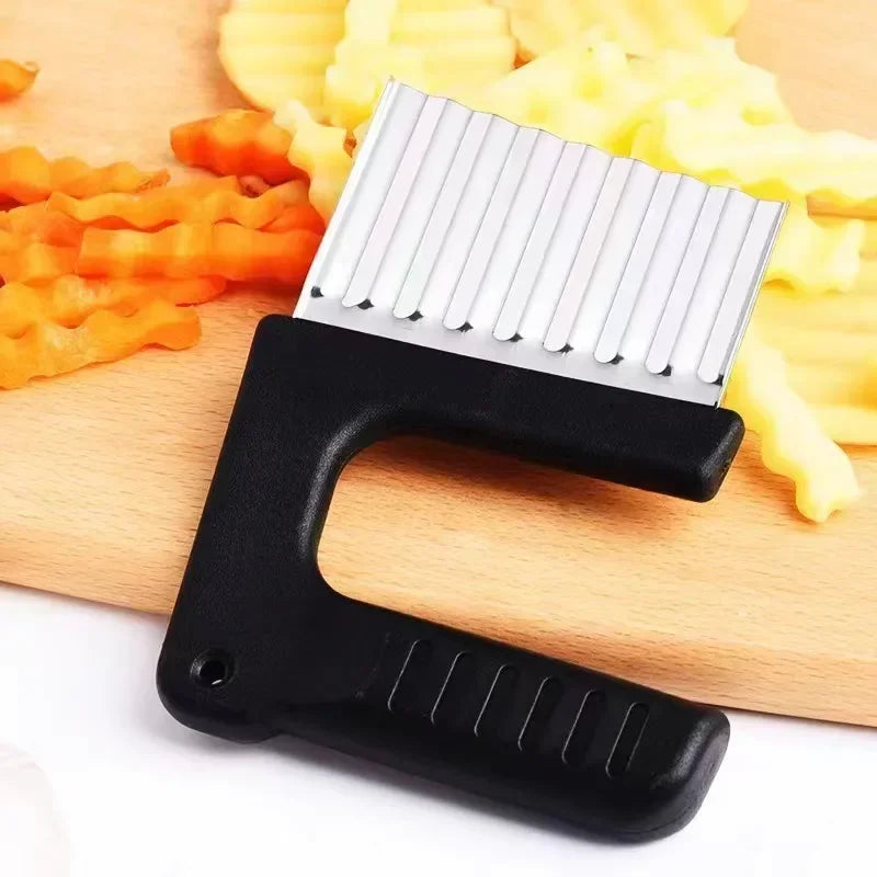 1 pieza de acero inoxidable de mano para cortar patatas fritas, cuchillo para maza, cortador de verduras multifuncional, herramientas de cocina