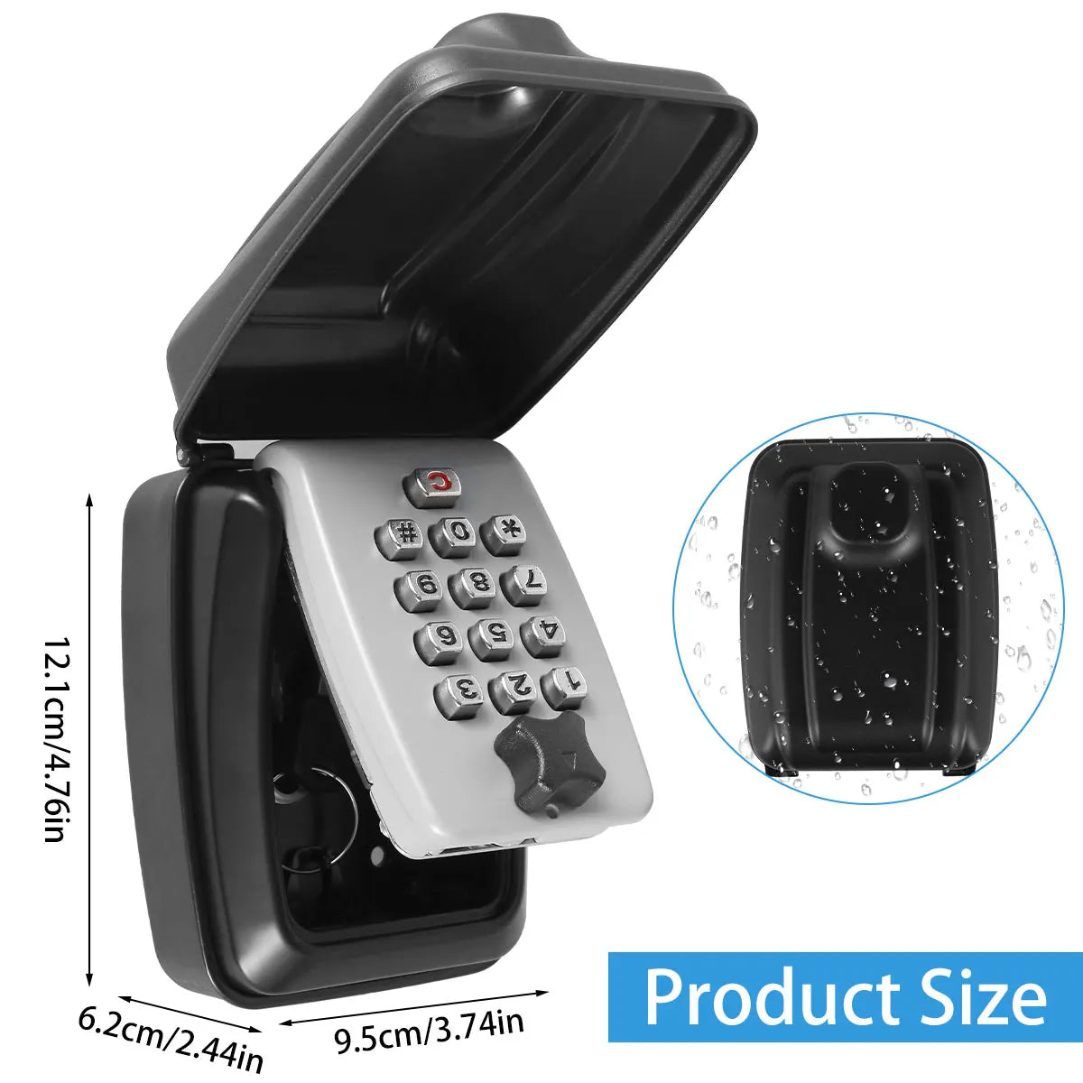 Wall Mounted Key Storage Safe Waterproof Anti-theft Key Box With Combination Lock 12-Digital Password Office Home Outdoor Use
