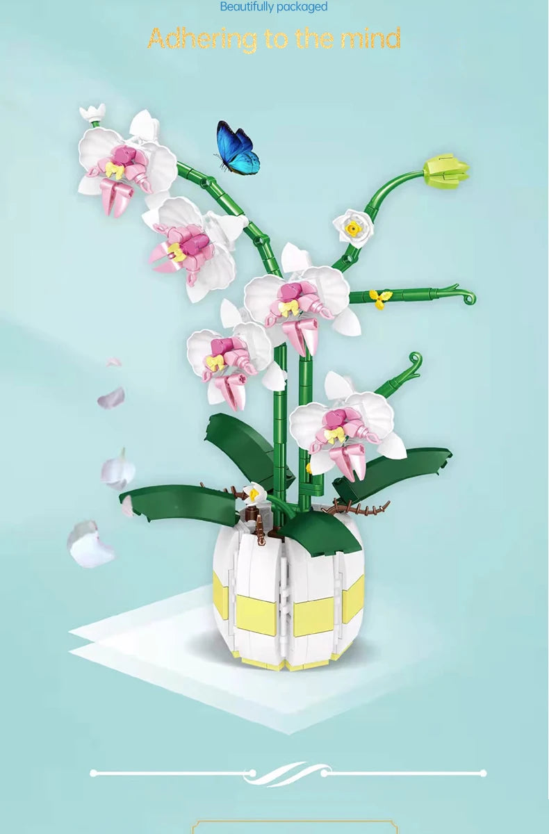 ToylinX 616PCS Orchid Flower Building Set, Building Plant Decor Flower Botanical Series for Home, Christmas Present Gift for Kid
