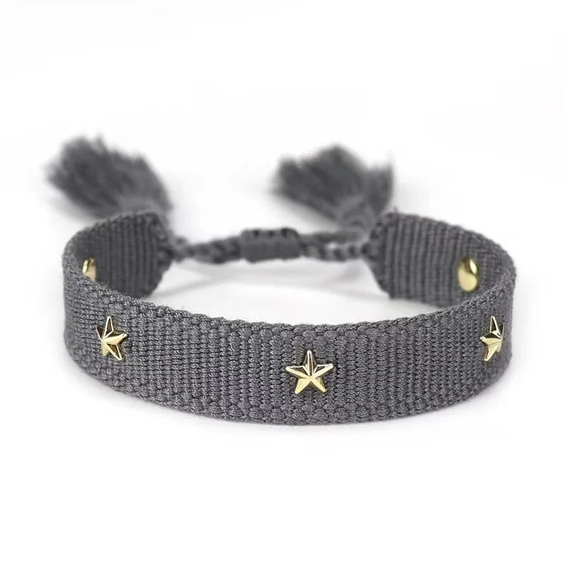 Pulsera tejida de la amistad para mujer con pequeñas estrellas Pulseras de joyería apilables de verano Regalos para hermanas