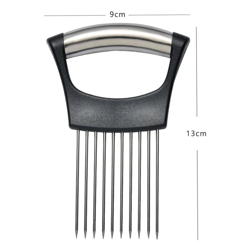 Onion Slicer Holder Vegetable Slicer Cutter Steak Needle Kitchen Gadgets Stainless Steel Cutting Tools for Onion Lemon Fruit