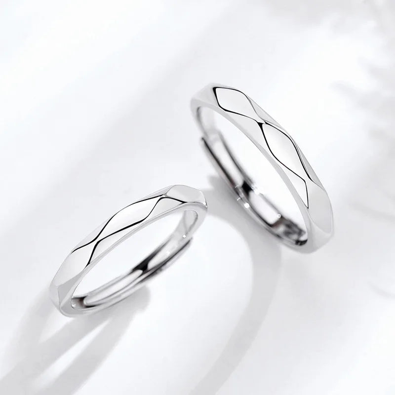 1 par de anillos de pareja de rombos blancos y negros, anillo abierto para mujeres y hombres, anillos de dedo ajustables, regalo de joyería de aniversario para amantes románticos