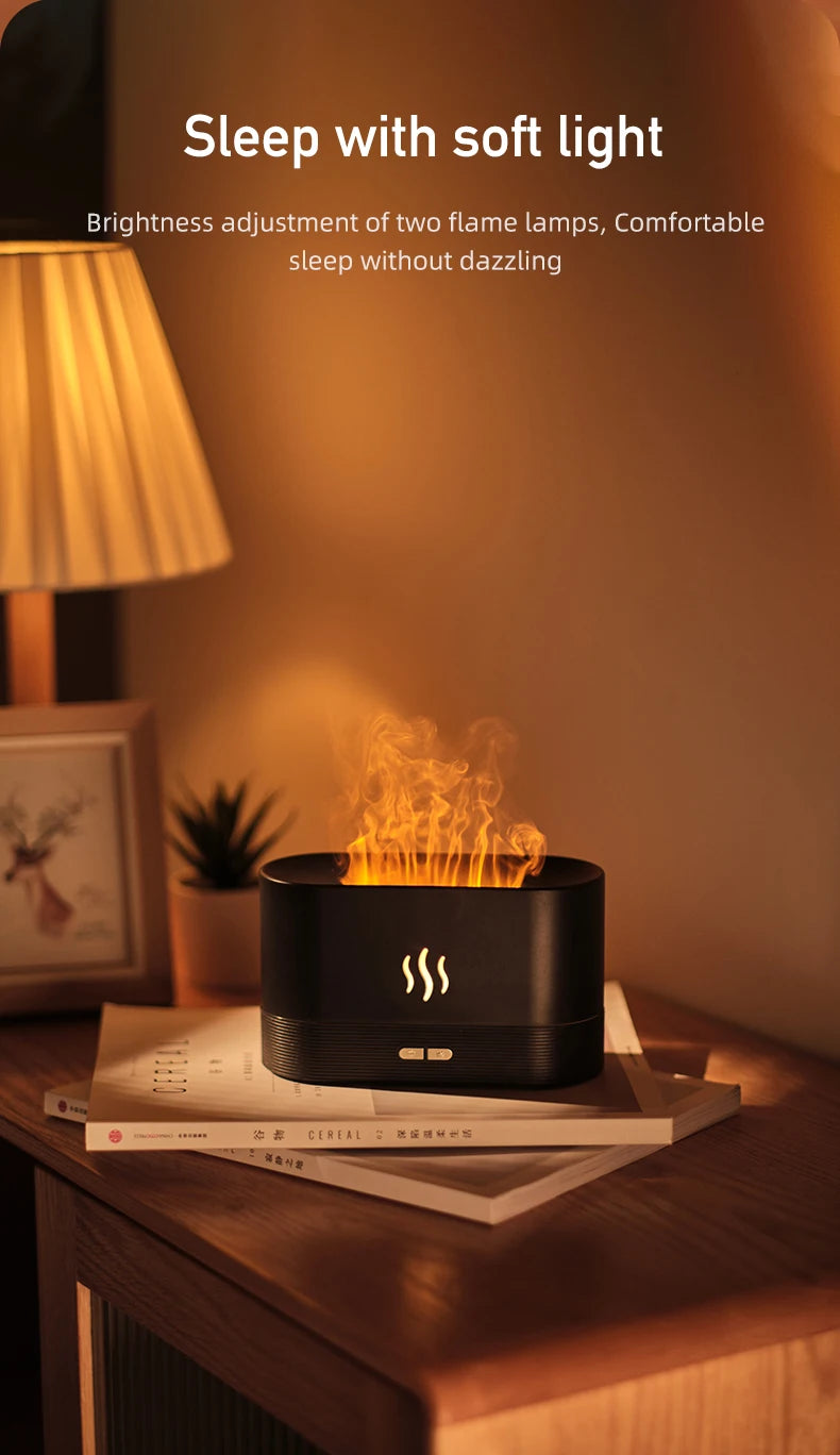 Vissko Aroma Diffuser 180ML Air Humidifier Ultrasonic Aromatherapy Cool Mist Maker Essential Oil Flame Lamp Difusors For Home