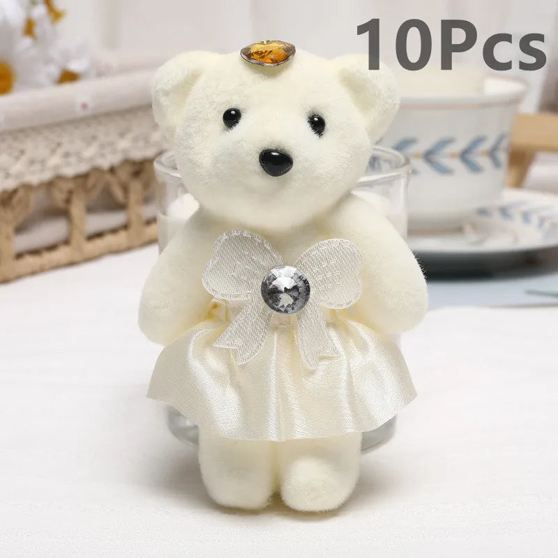 10 piezas de ramo de flores de oso de San Valentín, muñeco de peluche de dibujos animados, ramos de osito de peluche, regalos de graduación, cumpleaños, bodas, decoración de fiesta