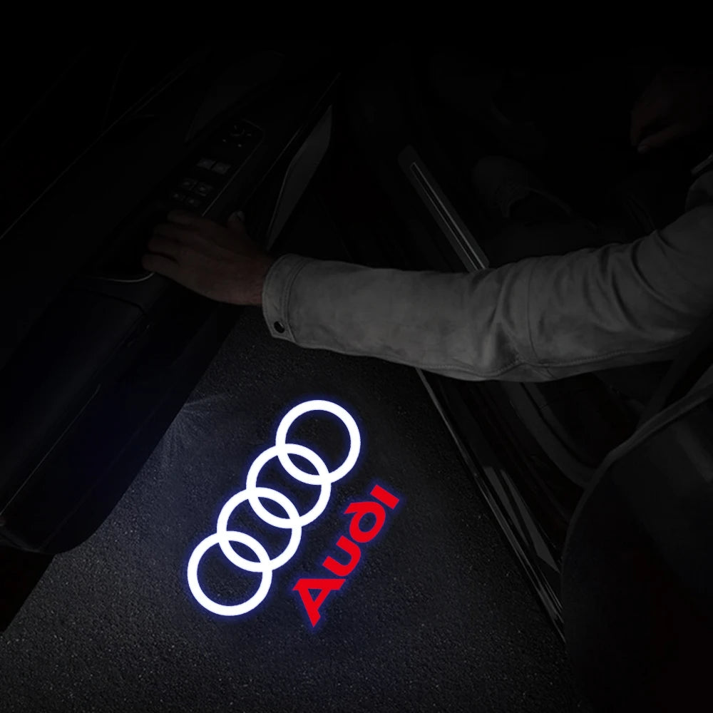 2PCS 3D LED Car Door Welcome Lights Decoration for AUDI SLINE RS S3 S4 S5 S6 QUATTRO A3 Q5 Auto Laser Projector Lamps Accessorie