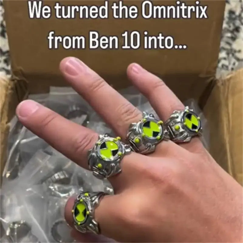 Anime Ben 10 Omnitrix Cosplay Ring Unisex Punk Goth Trendy Personality Finger Rings Jewelry Accessories