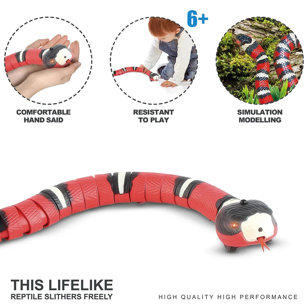 Juguetes para mascotas, gatos, perros, serpientes, juguetes para mascotas, sensor inteligente recargable, serpiente que detecta automáticamente obstáculos y escapa, juguetes de regalo para niños