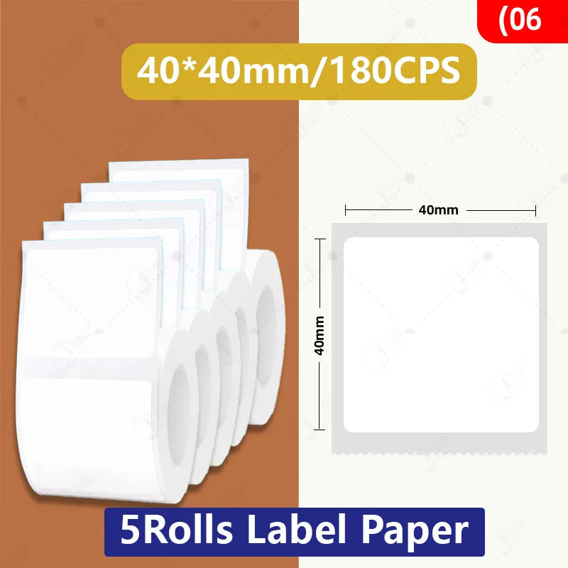 5 Rolls 30-50mm Thermal label Paper Rolls White Color Waterproof for Niimbot B1 B21 B203 B3S Label Printer Barcode Name Printing