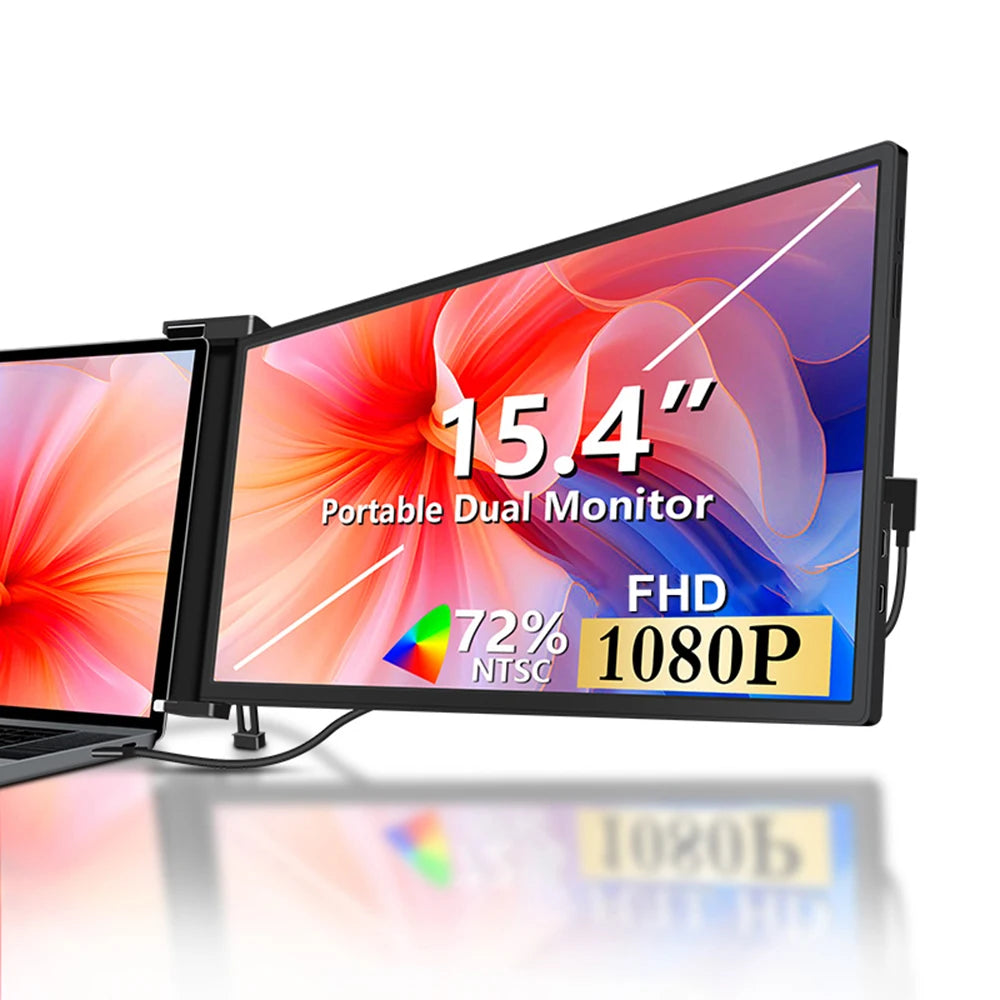 Monitor portátil de pantalla de expansión para computadora portátil de 15,4 pulgadas para computadora portátil de 15,6 a 17,3 pulgadas FHD 1920*1080 IPS Monitor de pantalla dual plegable