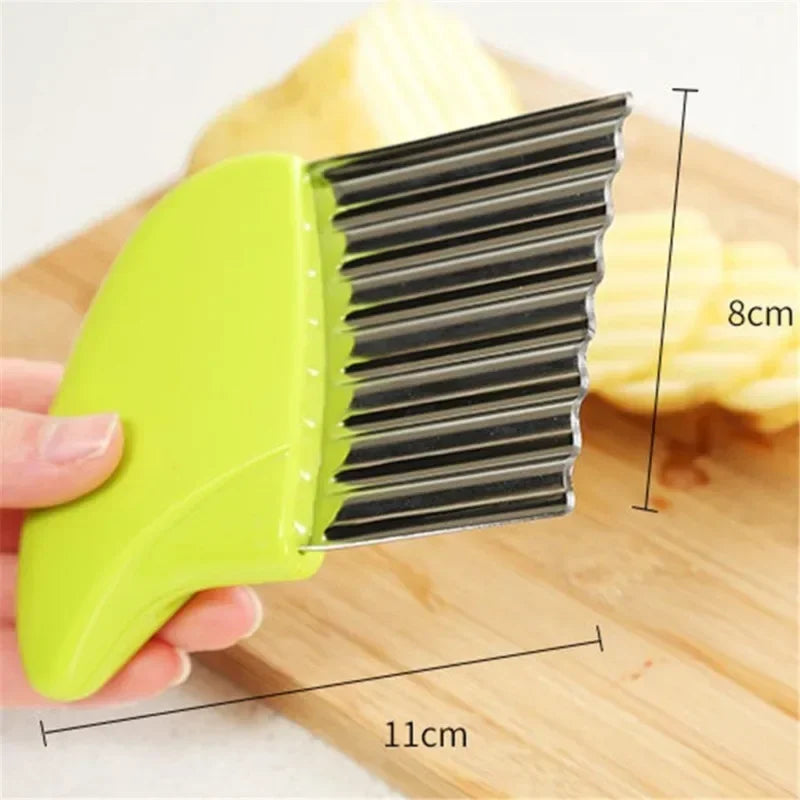 1 pieza de acero inoxidable de mano para cortar patatas fritas, cuchillo para maza, cortador de verduras multifuncional, herramientas de cocina
